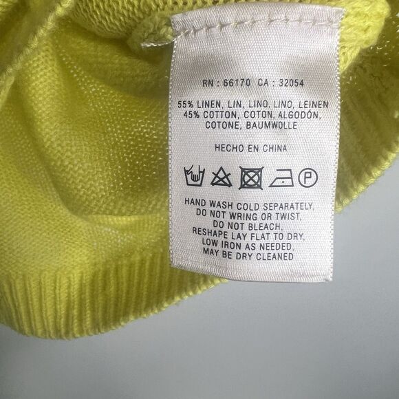 Anthropologie Moth Cutout Addie Sweater Tee Top Size Medium Yellow Cotton Linen - Picture 6 of 6